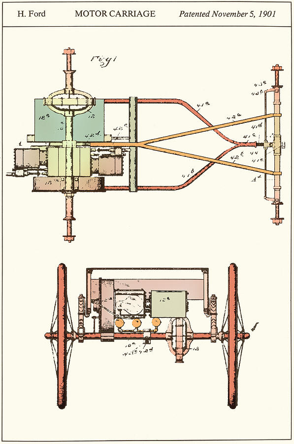 Henry Fords Motor Carriage Patent, 1901 Photograph by Science Source
