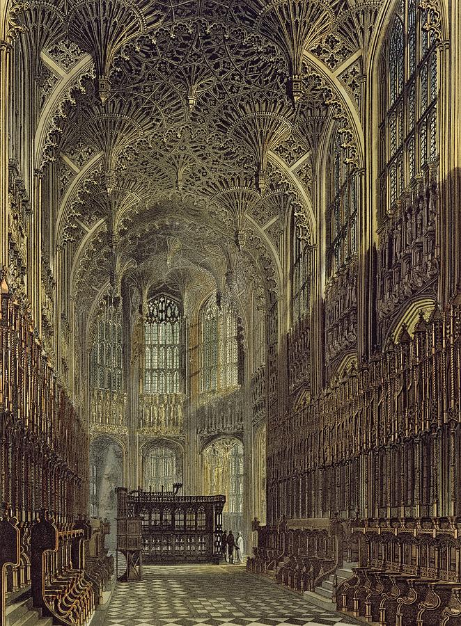Gothic Architecture Drawing - Henry The Seventh Chapel, Plate 8 by Frederick Mackenzie