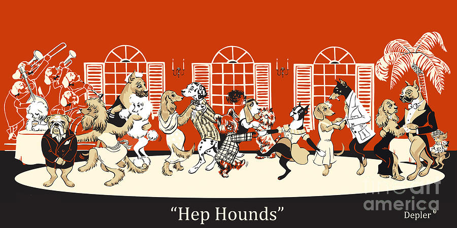 Dog Mixed Media - Hep Hounds by Constance Depler