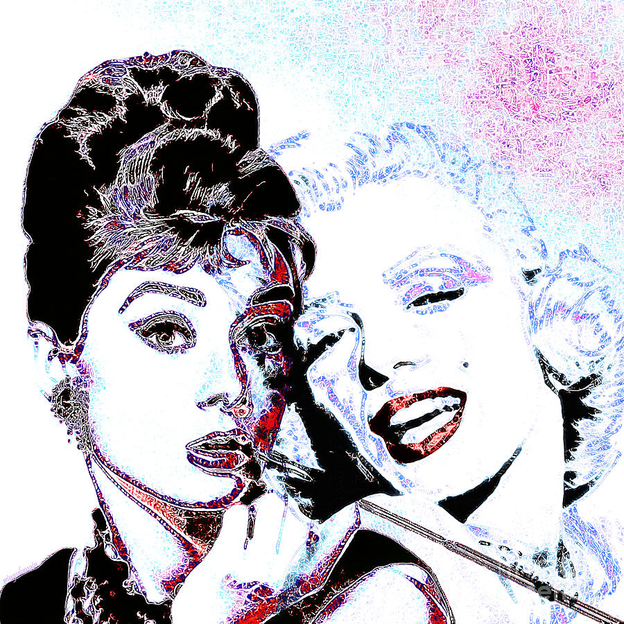 Marilyn Monroe Photograph - Hepburn and Monroe 20130331 square by Wingsdomain Art and Photography