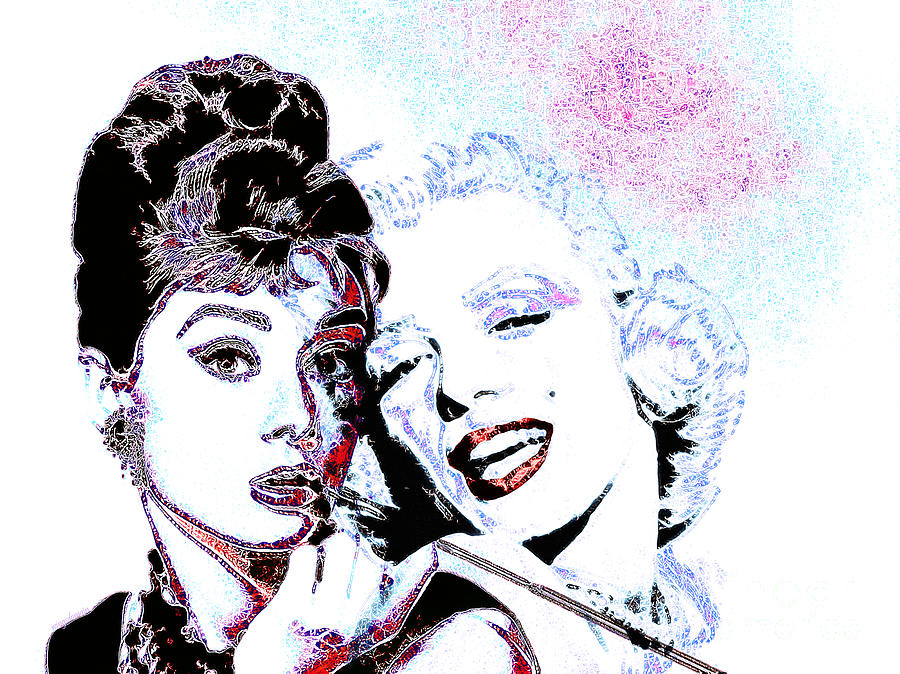 It Movie Photograph - Hepburn and Monroe 20130331 by Wingsdomain Art and Photography