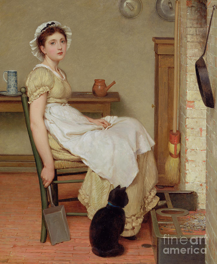 Cat Painting - Her First Place by George Dunlop Leslie