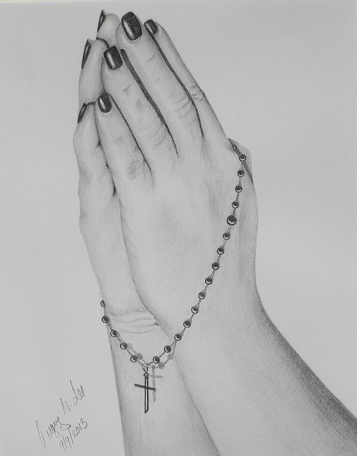 Her Praying Hands Drawing by Gregory Lee