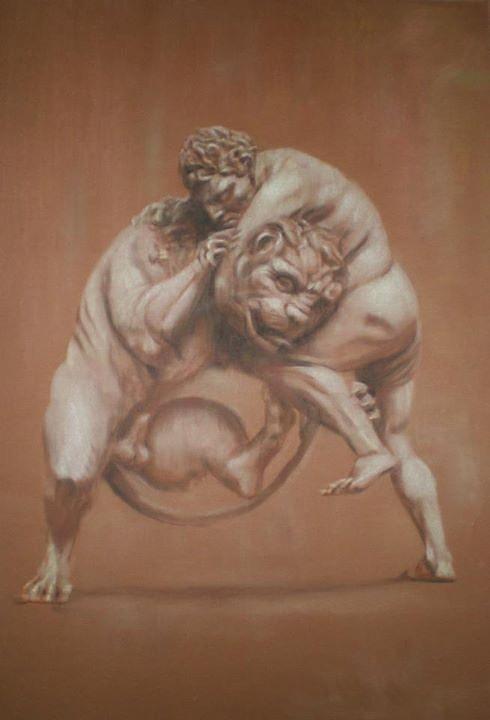 Heracles And The Lion Drawing by Paez  Antonio