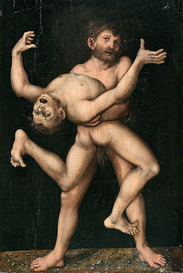 Hercules and Antaeus Painting by Lucas Cranach the Elder