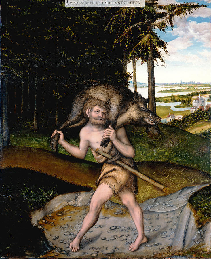 Hercules and the Erimanthian Boar Painting by Workshop of Lucas Cranach the Elder