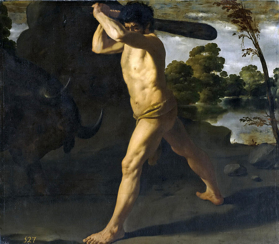 Hercules Fighting the Cretan Bull Painting by Francisco de Zurbaran