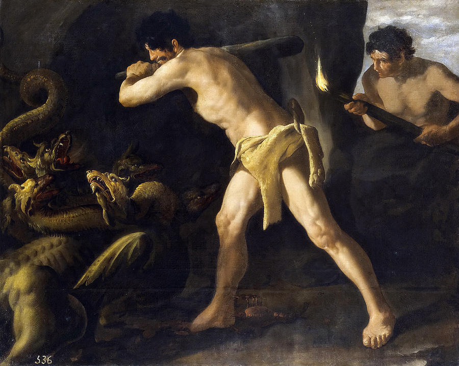 Hercules Fighting with the Lernaean Hydra Painting by Francisco de Zurbaran