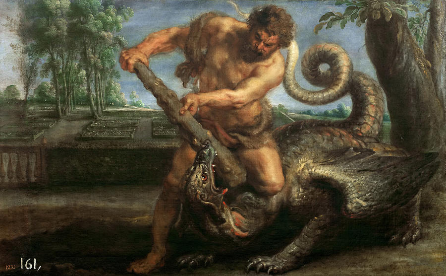Hercules killing the dragon of the garden of the Hesperides Painting by Peter Paul Rubens and Workshop