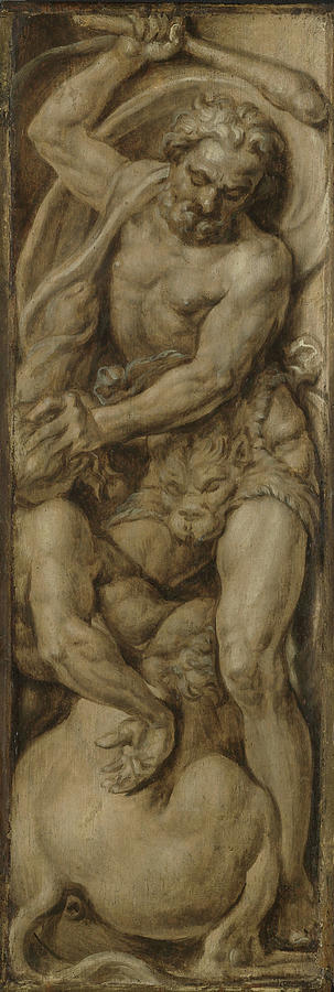 1550 Drawing - Hercules Slays The Centaur Nessus, Maarten Van Heemskerck by Litz Collection