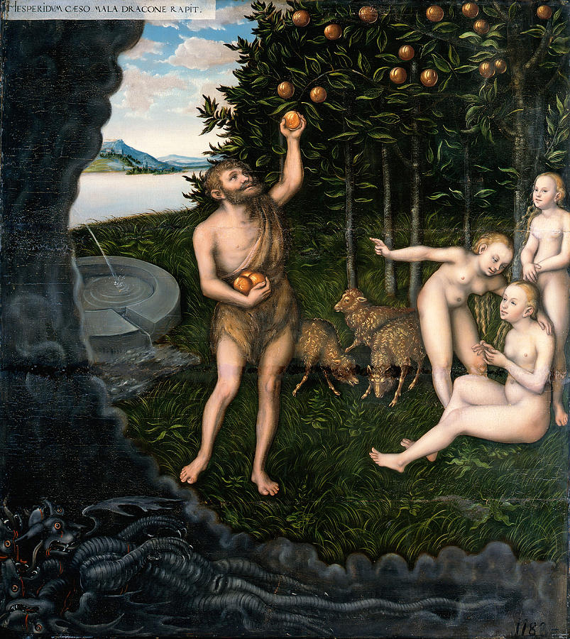 Hercules steals the Apples of the Hesperides Painting by Workshop of Lucas Cranach the Elder