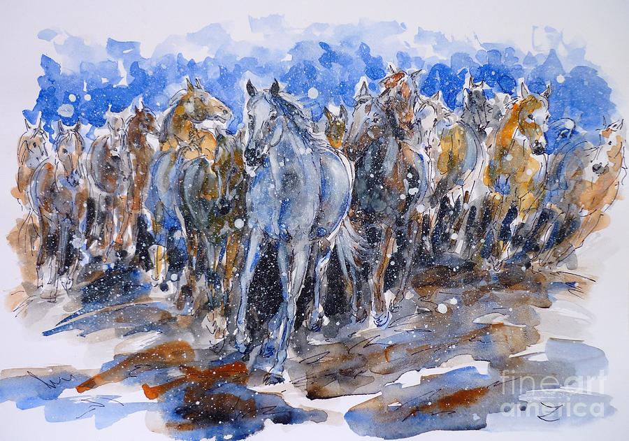 Herd Painting by Zaira Dzhaubaeva
