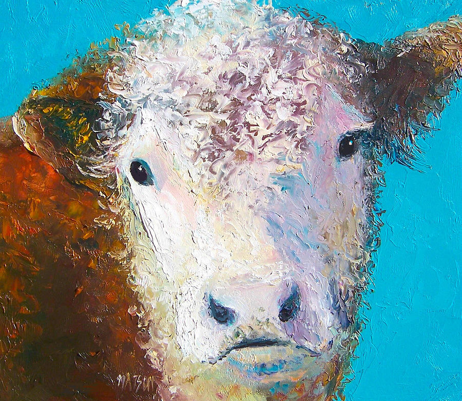 Hereford Cow named Grace Painting by Jan Matson