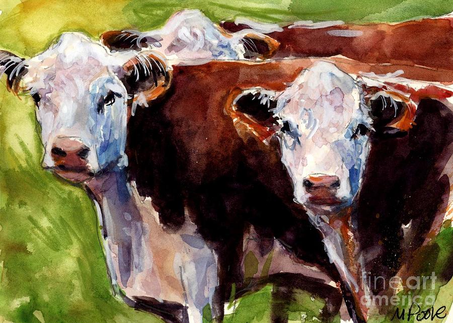 Cow Painting - Hereford Ears by Molly Poole