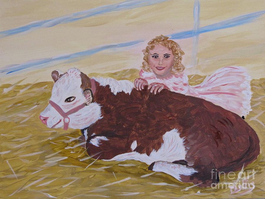 Herford Calf and Me a long time ago Painting by Phyllis Kaltenbach