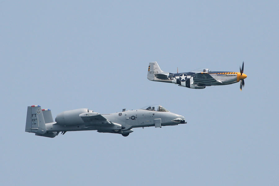 Heritage Flight A10 and P51 4 Right Photograph by Donna Corless