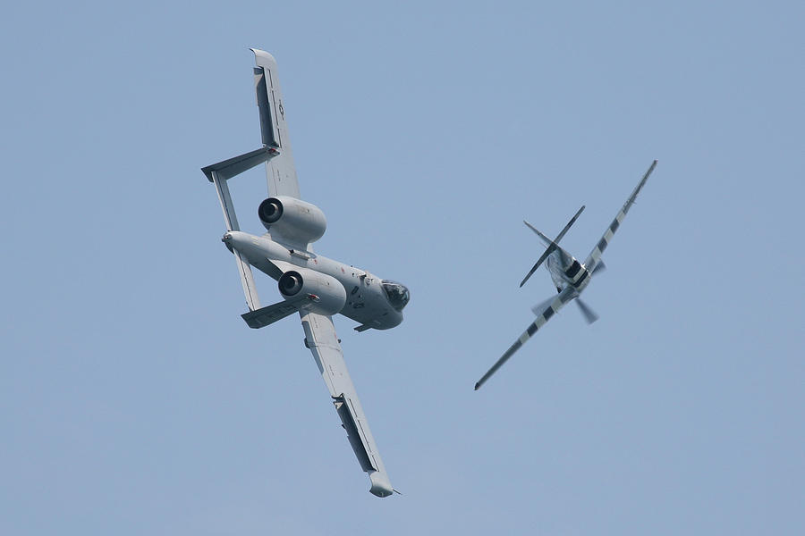 Heritage Flight A10 and P51 Cross Over 2 Photograph by Donna Corless