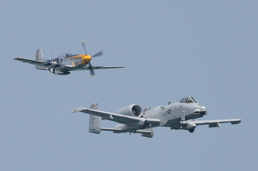 Heritage Flight A10 and P51 Front R Photograph by Donna Corless