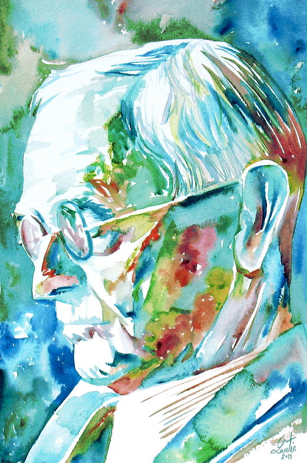 Hermann Hesse - Watercolor Portrait.1 by Fabrizio Cassetta