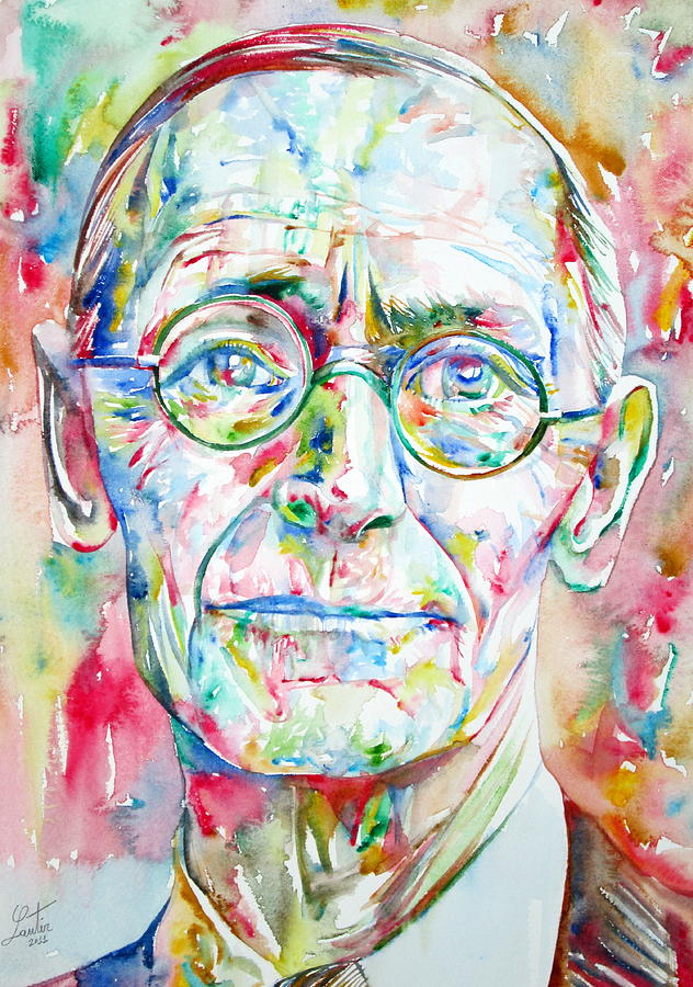 Hermann Hesse Watercolor Portrait.3 Painting by Fabrizio Cassetta - Pixels