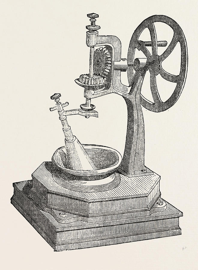 Hermanns Drug-grinding Machine Drawing by English School - Fine Art America