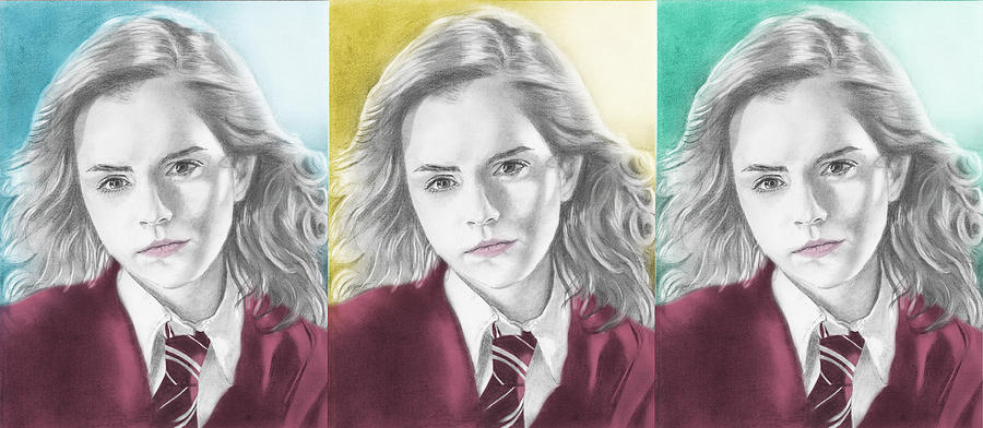 Emma Watson Drawing - Hermione Granger - 3up One Print by Alexander Gilbert