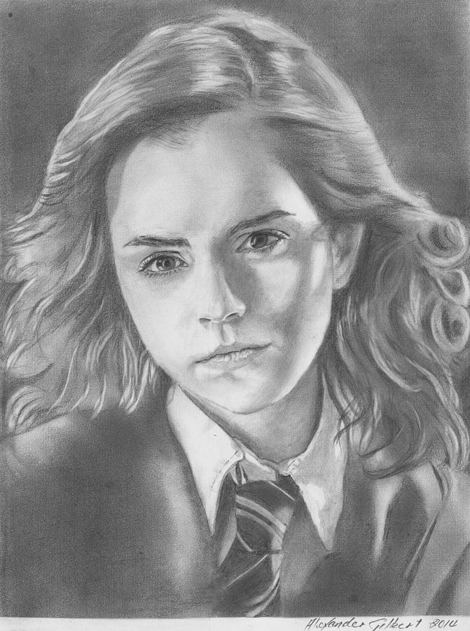 Emma Watson Drawing - Hermione Granger - Pencil by Alexander Gilbert