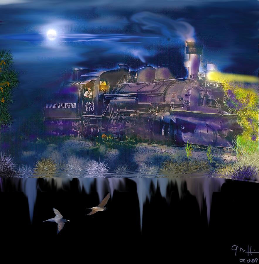 Train Digital Art - Hermosa Night by J Griff Griffin