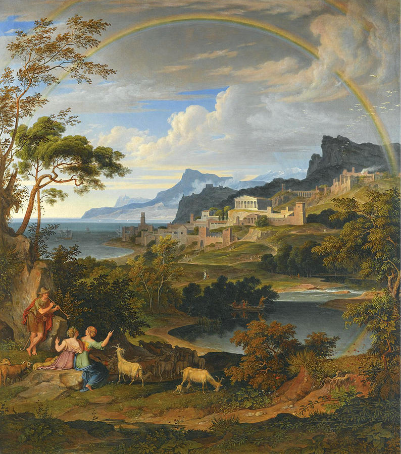 Joseph Anton Koch Painting - Heroic Landscape with Rainbow by Joseph Anton Koch