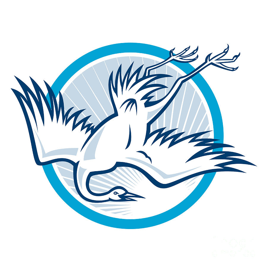 Heron Digital Art - Heron Crane Diving Down Cartoon by Aloysius Patrimonio