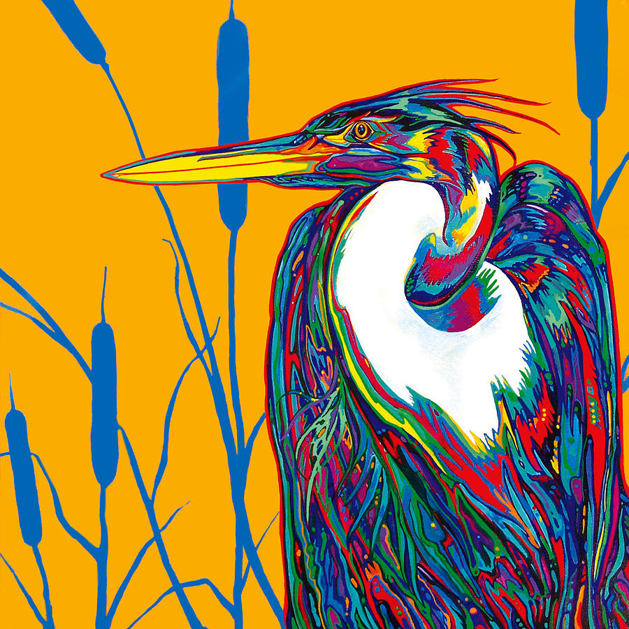 Wildlife Painting - Heron by Derrick Higgins