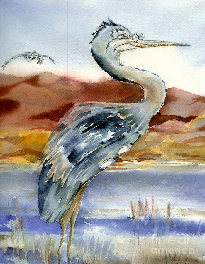 Heron from A Birds Eye View Painting by Donna Acheson-Juillet