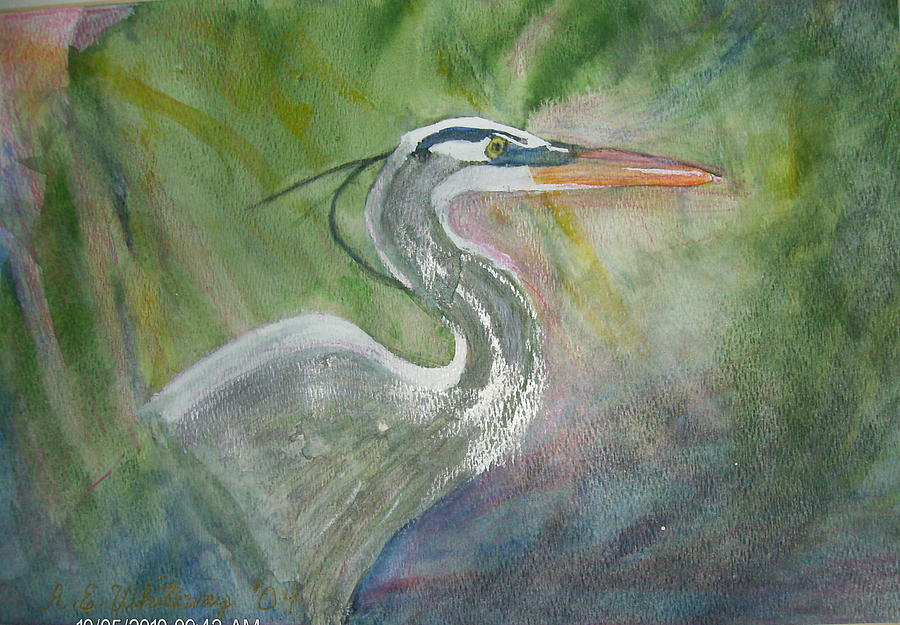 Heron Painting - Heron in the Morning by Anne-Elizabeth Whiteway