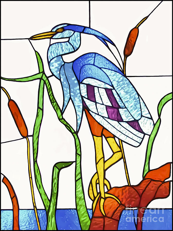 Heron Glass Art - Heron  by Walt Foegelle
