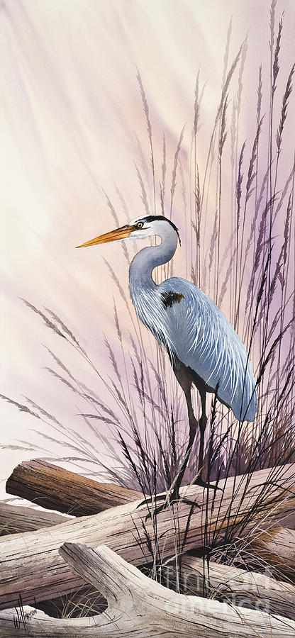Herons Driftwood Home Painting by James Williamson