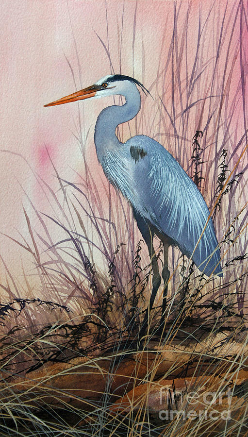Herons Evening Shore Painting by James Williamson
