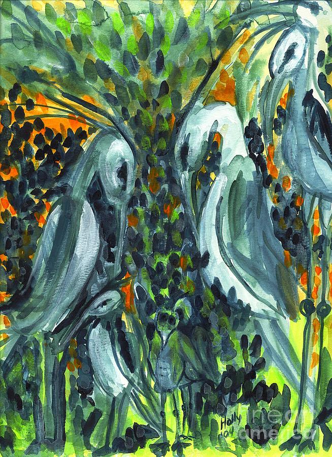 Herons Painting by Holly Carmichael