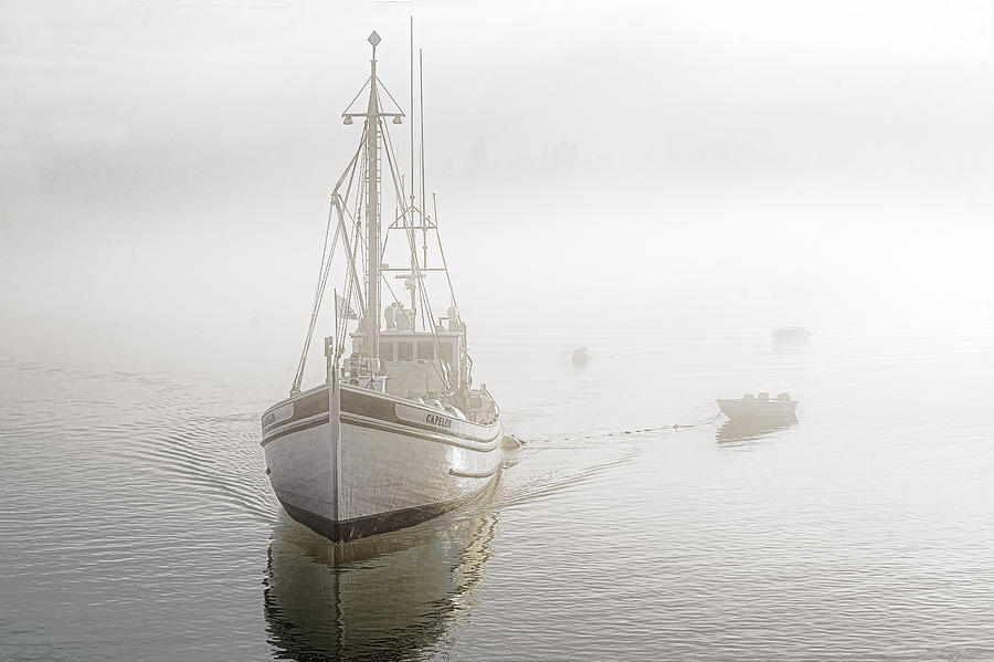 Fog Photograph - Herring Carrier Capelco Emerges from Fog by Marty Saccone