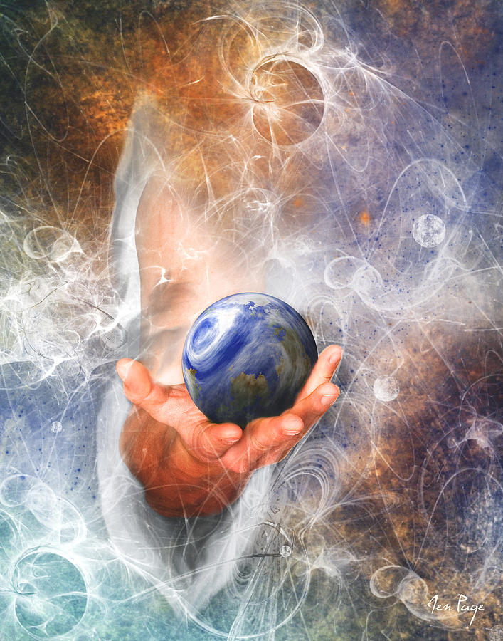 Hes Got the Whole World in His Hand Digital Art by Jennifer Page