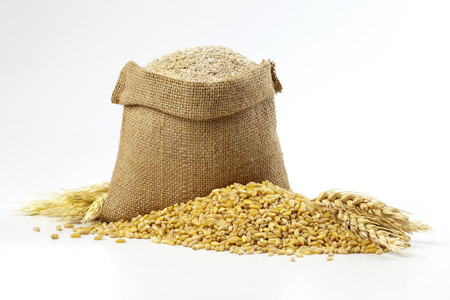 Hessian sack of grain and wheat Photograph by Aleaimage