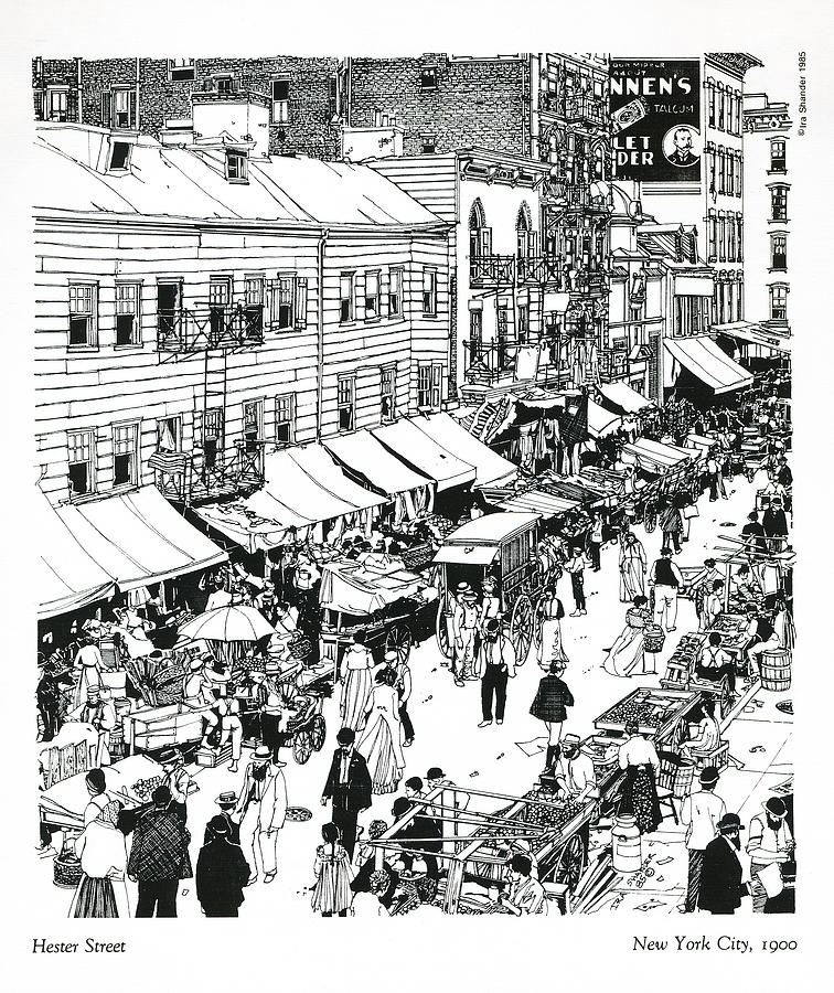 Hester Street Drawing by Ira Shander