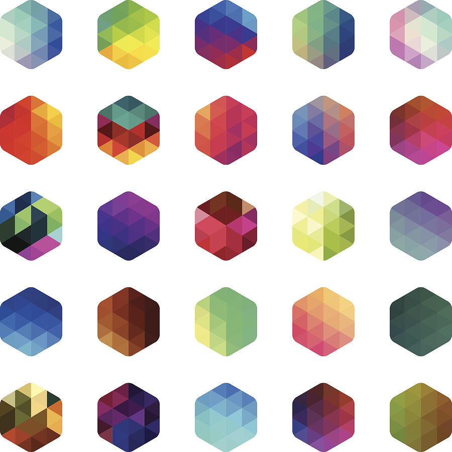 Hexagon colourful mosaic buttons Drawing by Mustafahacalaki