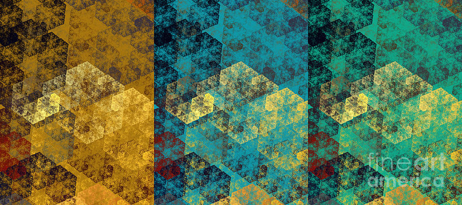 Hexagon Fractal Art Panorama Digital Art by Andee Design
