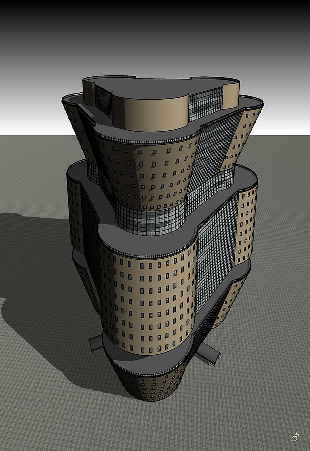 Skyscraper Digital Art - Triagonal Building 3 by Ronald Bissett