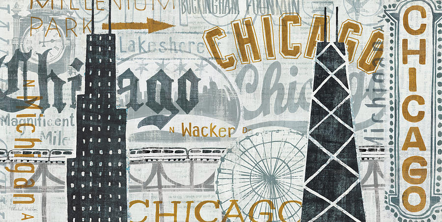 Chicago Painting - Hey Chicago Vintage by Michael Mullan