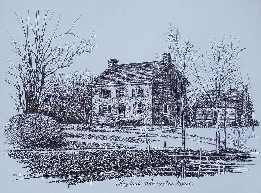 Hezekiah Alexander House Etching by Charles Roy Smith