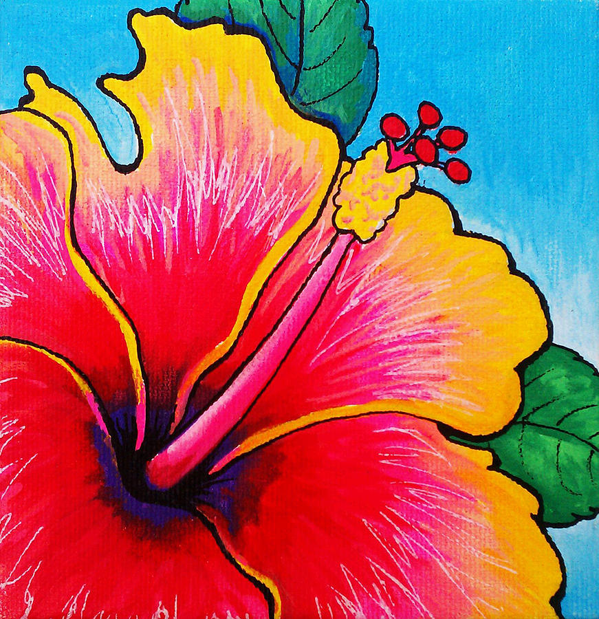 Sunset Painting - Hibiscus 01 by Adam Johnson