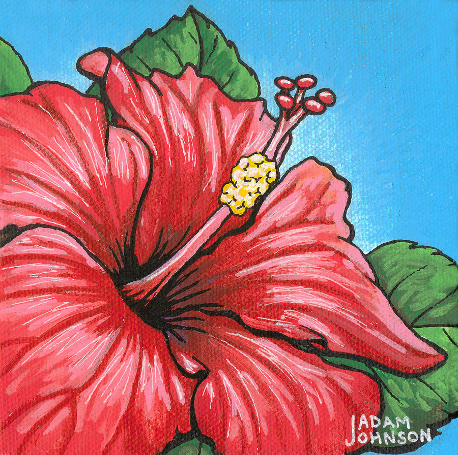 Hibiscus 05 Painting by Adam Johnson