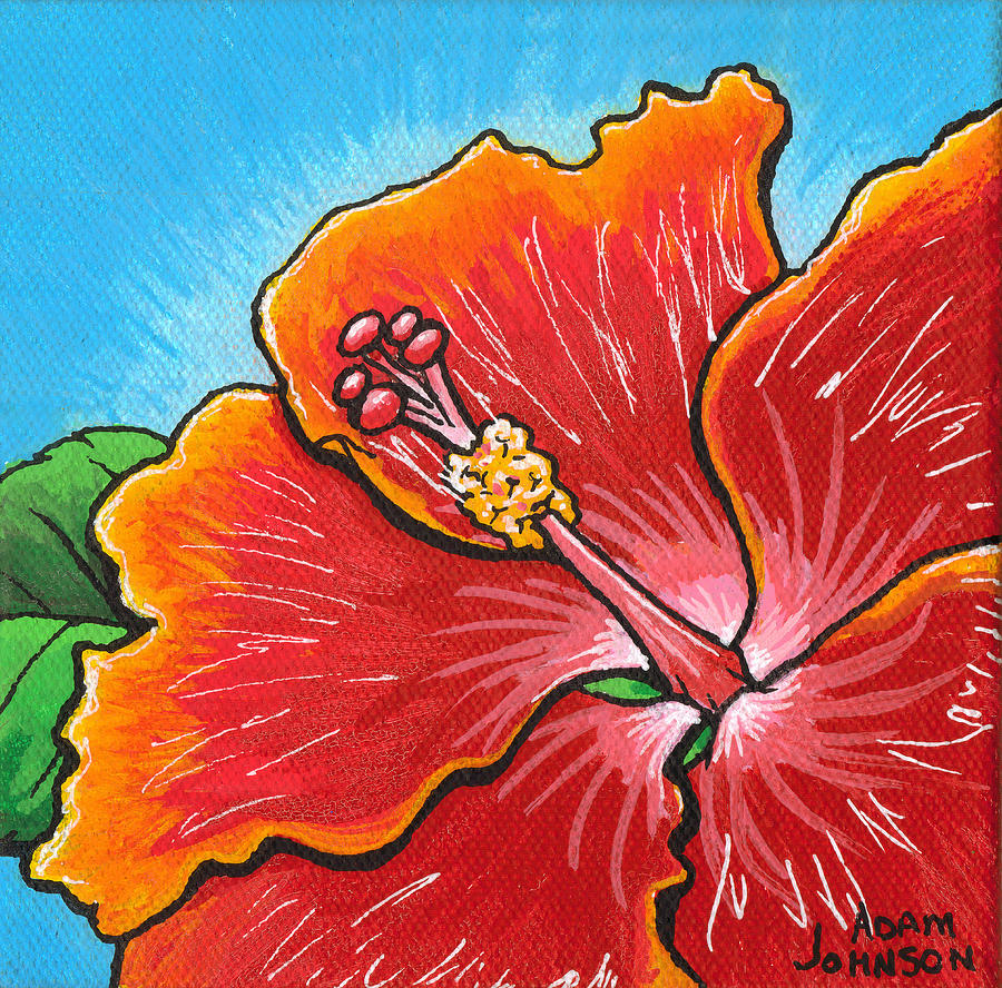 Hibiscus 06 Painting by Adam Johnson