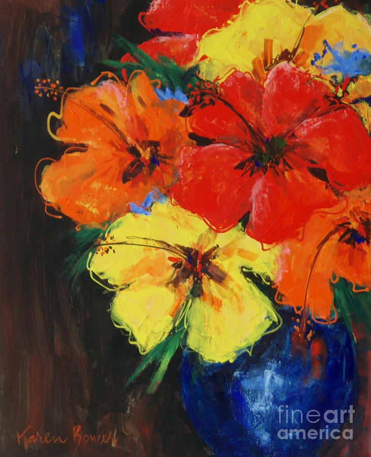 Hibiscus Colours Painting By Karen Bower Fine Art America